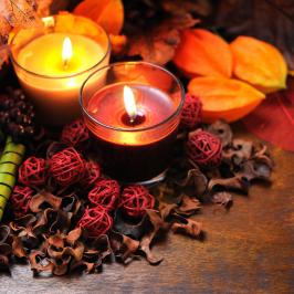Autumn decoration in brown - selective focus